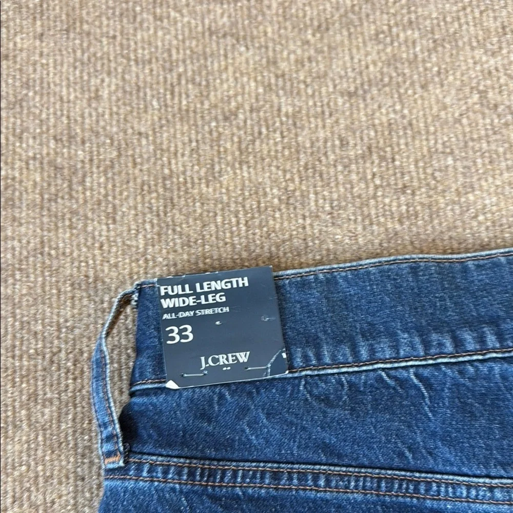J. Crew Full Length Wide Leg Jeans Button Fly Blue Denim Women Size 33 NWT New